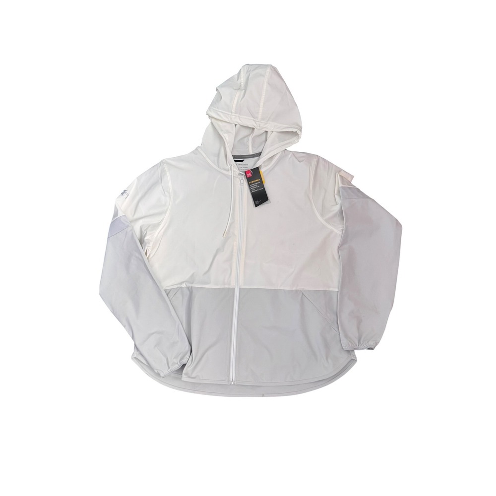 Under‎ Armour Squad Warm-Up Jacket Womens XXL White Gray Hooded Full Zip NEW*